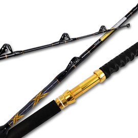 Fiblink 1-Piece Saltwater Offshore Trolling Rod Big Game Rod Conventional Boat Fishing Pole (5’6”, 6’, 6’6”) (6'6" - 80-120lbs)