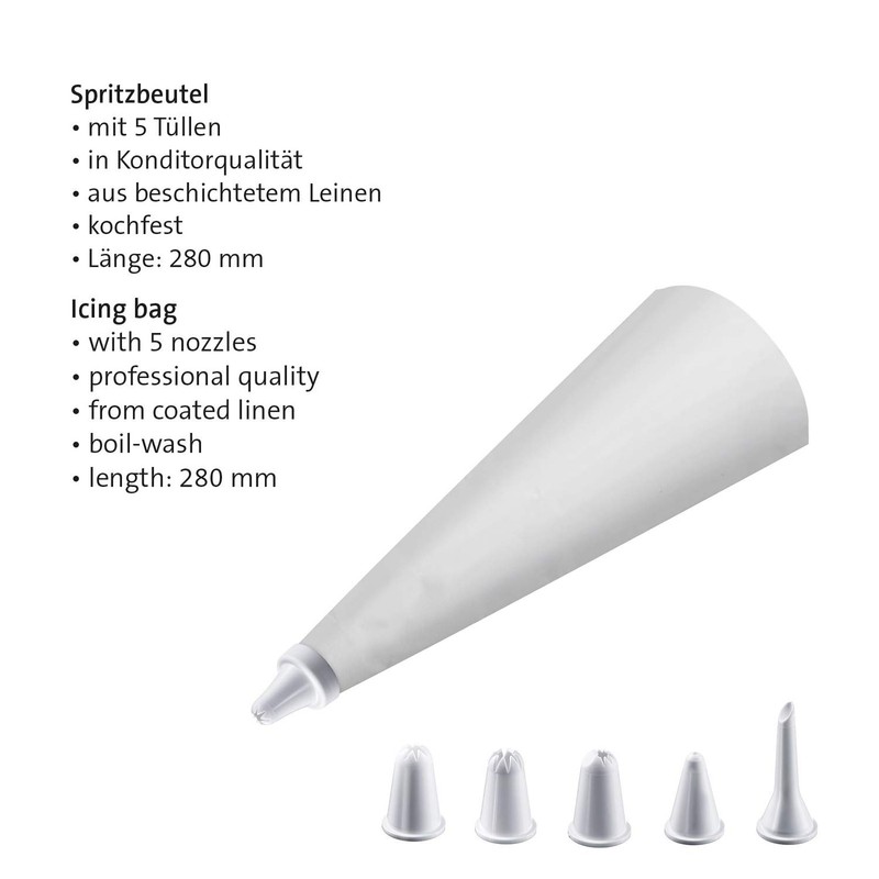 Westmark Spritzbeutel-Set/Dressiersack, Mit Adapter und 5 Tüllen, 7-tlg., Länge: 28