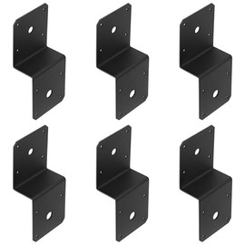 6 PCS Black Post to Beam Z Tie Plate,Deck Joist Tie Plate Fit 2x4 Cross Joist and 4x4 Post,13 Gauge Metal Joint Corner Brace for Roofing Trusses Wood Timber Connectors