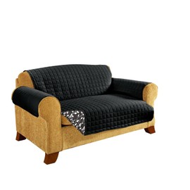 CELINE LINEN Reversible Quilted Water Protector Furniture Protector- Special Treatment Microfiber As Soft as Egyptian Cotton Extra Filling, Black Love