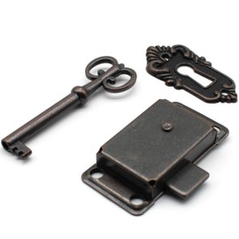 LBTODH Antique Cabinet Lock Retro Desk Lock Spring Door Lock with Key and Mounting Screws (Bronze)