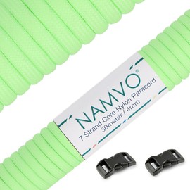 Namvo 550 Luminous Glow in the Dark Paracord Mil Spec Type III 7 strand parachute cord Green 100ft / 30 Meters