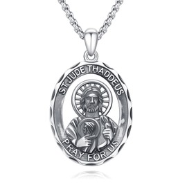 YEESIA Saint Patron Necklace Sterling Silver Amulet Medal Pendant Religious Jewellery Gifts for Men and Women, Sterling Silver