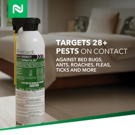 Nisus Fireback Bed Bug Spray, Water Based Insect Control for Wasps, Hornets, Fleas, Ticks, Ants, Roaches and Spiders, Long-Lasting Crawling Insect Protection for Indoor and Outdoor Use, 17oz.