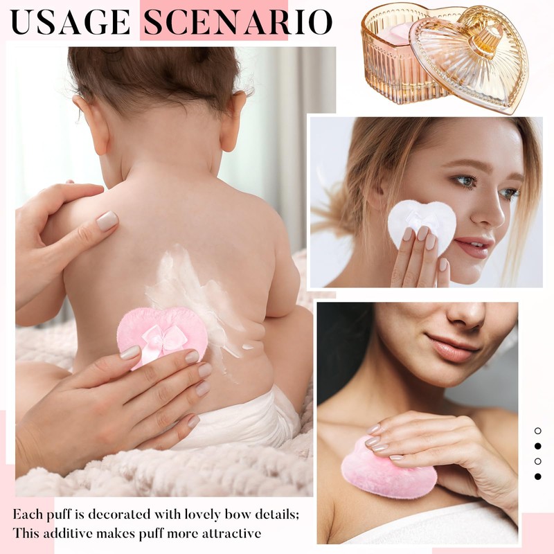 Tioncy 3 Pcs Large Body Powder Puff and Container Valentine's