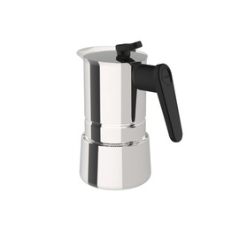 PEDRINI Steelmoka, Patentierte Moka Espressomaschine für Kochfelder einschließlich Induktion, Kapazität 4 Tassen, Silberne Farbe, Kaffeemaschine aus Stahl, 14 x 9.5 x 18 cm