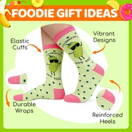 HAPPYPOP Funny Gifts for Women - Pickle Socks for Teen Girls, Silly Cute Crazy Novelty Socks, Stocking Stuffers