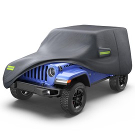 KAKIT 6 Layers Heavy Duty Covers for Jeep 2007-2020 4 Door Waterproof & All Soft Inside with Windproof Strap & Driver Door Zipper