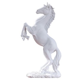 12.2 inches Standing Horse Resin Statue Horse Art Figurine Decorative Home Office Decor Ornaments for Desk Bookshelf Cabinet to Attract Wealth and Luck (White)