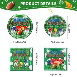 144Pcs Football Party Decorations Football Birthday Party Supplies Football Plates and Napkins Football Birthday Party Decorations for Football Party Supplies