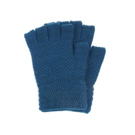 Pom Peace of Mind Knitted Fingerless Gloves for Ladies, Arm Heat, Ideal for Cold, Driving, Cycling - Half Finger Gloves One Size (Teal Blue)