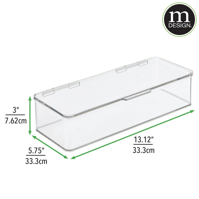mDesign Long Plastic Kitchen Pantry/Fridge Storage Organizer Box Containers with