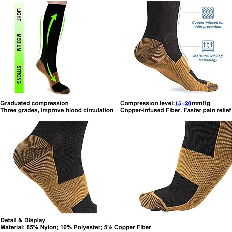Sooverki Graduated Copper Compression Socks for Men & Women Circulation