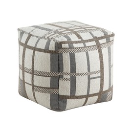 Lexicon Pouf Ottoman, Square Ottoman Foot Rest, Jacquard Fabric Pouf, Small Foot Stools for Couch with Filling for Living Room/Bedroom, Multi-Color