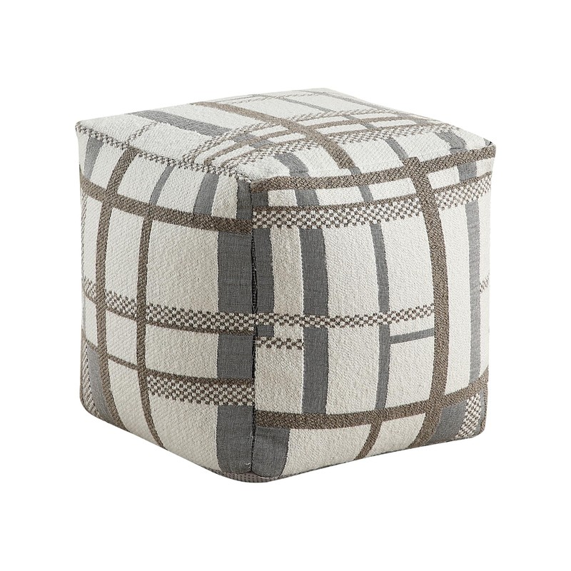 Lexicon Pouf Ottoman, Square Ottoman Foot Rest, Jacquard Fabric Pouf,