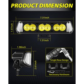 AKD Part 7 Inch Side Shooter CREE LED Light Bars 72W Spot Flood Combo Offroad Driving Lights Single Row LED Pods Fog Light Bumper Lights 2Pcs for Trucks Pickup UTV ATV Motorcycle Dirt Bike