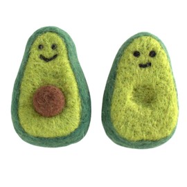 Avocado Felted Food Shapes- SET Of 2 PIECES- Pretend Play- Home Decor, DIY Craft, Tiered Tray, Gift- 100% Wool Felt- Approx. 2.5" x 1.75"