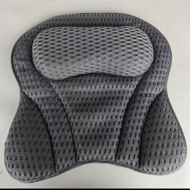 Bathtub Pillow, 1 Count Soft Breathable Bathtub Headrest Pillow with Suction Cups, Bathroom Accessories for Home Bathroom Hotel Salon - Color: Gray, Specification: one-size