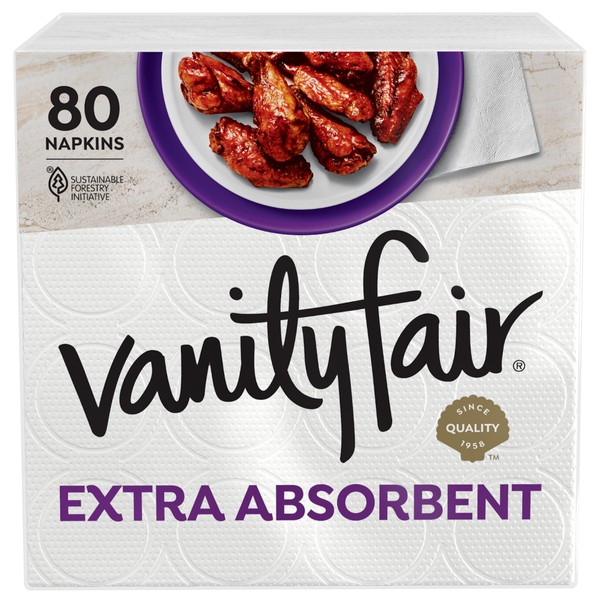 Vanity Fair Extra Absorbent Premium Paper Napkins, 80 Count, Disposable