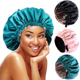 Gorros Rizadores de Raso 3 Piezas, Capó De Satén Gorro de Dormir Hebillas de Ajuste Elásticas, para Cabello Rizado,Liso,Largo y Corto,Transpirable