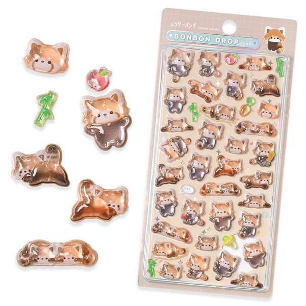 Cute Little Raccoon Stickers 3D Relief Mini Puffy Stickers Funny