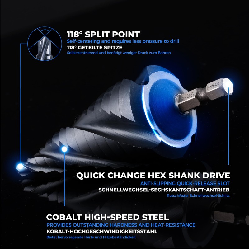 toolant® Cobalt HSS Step Drill [6.35 mm Shank] - Diameter