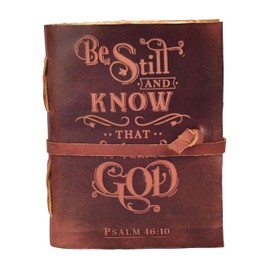 LEATHER VILLAGE Vintage Leather Journal with Psalm 46:10 Bible Verse–10''x7'' Embossed Prayer Study Journal for Women & Men – 200 Pages Handmade Cotton Deckle Edge Watercolor Paper - Fuchsia