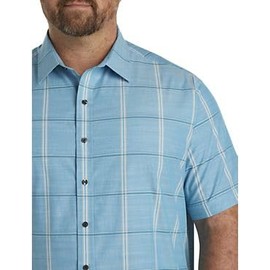 DXL Synrgy Men's Big and Tall Large Plaid Sport Shirt Blue Neutral 3XLT