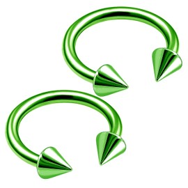bodyjewellery 2pcs 16g Circular Barbells Green Titanium Ear Snake Septum Lip Nose Cartilage Helix Tragus Eyebrow Bite Ring B2NCR