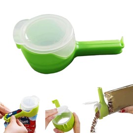 1PCS Bag Clips with Pour Spout Snack Clips That Pour Food Storage Sealing Clips with Pouring Spouts Reusable Plastic Cap Sealer Clips Bag Clips Seal and Pour Bag Clip for Food Storage Organizer