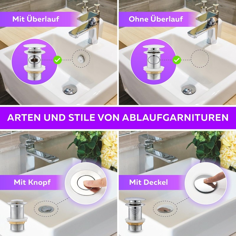 M. Rosenfeld Home Sink Drain Fitting without Overflow, Chrome Pop-Up