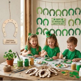 24pcs Unfinished Wooden Horseshoe for Crafts: 6X7 Inch Blank Graffiti Horseshoe Cutouts Scratch for Crafts Shaped Wood Slices for Christmas DIY Western Celebration Home Decoration