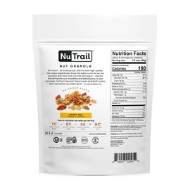 NuTrail Nut Granola Cereal, Honey Nut, No Sugar Added, Keto, Low Carb, Gluten Free, Grain Free, Healthy Breakfast 8 oz. 6 Count