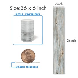 Peel and Stick Floor Tile Waterproof -NO Sticky Residue Left Self-Adhesive Vinyl Flooring 12 Pack 18Sq.Ft,Wood Vinyl Tile Plank, DIY Flooring for Bathroom Kitchen 36" x 6"Dustgrey