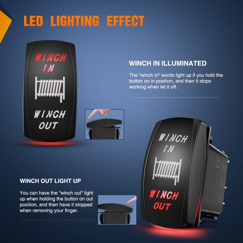 Nilight Winch Rocker Switch Momentary Toggle Switch ON Off ON