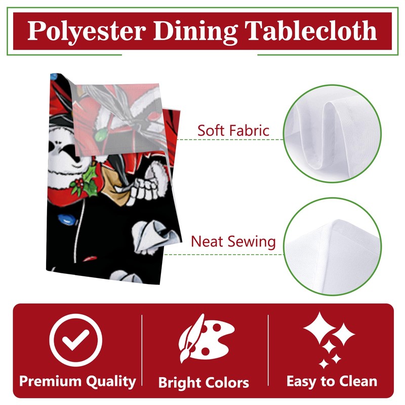 Pycat Christmas Jack Rectangle Tablecloth 60 x 84 Inch