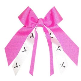 Lacrosse Hair Bow, Made in the USA, White Pony Band, many colors (Hot Pink)
