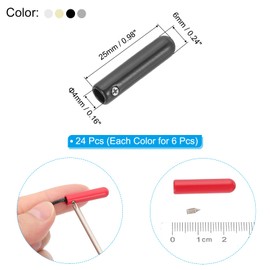 PATIKIL 24Pcs Shoelace Tips with Screw, Alloy 25mm Cylindrical Aglets Shoes Lace Cords End Tip Cap Replacement for DIY Clothes Strings, 4 Color