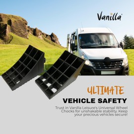 Vanilla Leisure Wheel Chocks with Handles - 2 Pack - Secure Your Caravan, Motorhome, Motorcycle & Campervan & More - Portability & Strong - Universally Compatible with all Vehicles