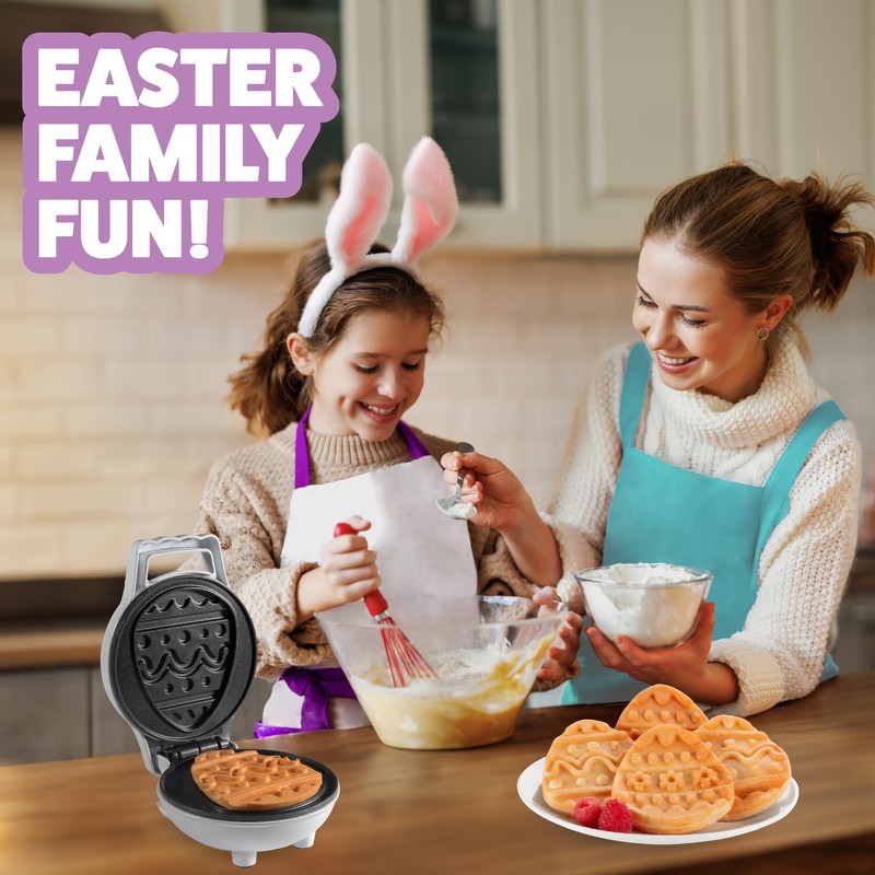Mini Easter Egg Waffle Maker- Make Double Sided Waffles or