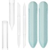 2Pcs Glass Cuticle Pusher with Leather Case, Dual Ended Cuticle