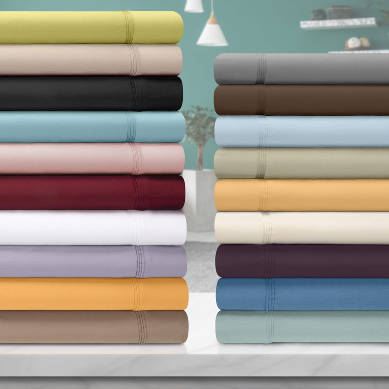 SUPERIOR Egyptian Cotton, Solid, Deep Pocket Sheet Set, Olympic Queen,