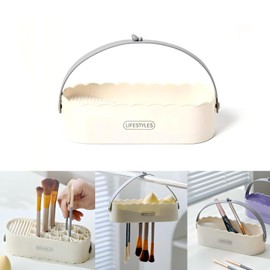 Makeup Brush Cleaner Mat 4 in 1 Silicone Makeup Brush Cleaner Case Cosmetic Brushes Cleaning Tool Organizer for Storage and Air Drying