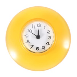 VIFERR Mini Wall Clock Suction Cup Waterproof Round Wall Clock Quartz Clocks Decoration for Shower Kitchen Bathroom Bedroom (Yellow)