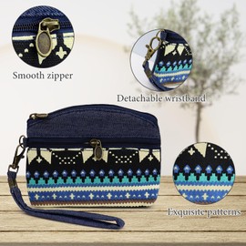 Energather Small Coin Purse, Canvas Cute Coin Purse Coin Wallet for Women and Girls, Bohemian Change Purse with Wrist Strap Coin Bag for Shopping, Hiking, Travelling, Walking (red)