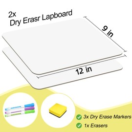 White Board Dry Erase Boards Classroom Pack Mini White Boards 9" x12” Double Sided Personal Whiteboards for Students Teachers School Supplies Lapboards (Set of 2 Boards & Erasers)