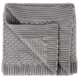 Baby Blanket Made of 100% Cotton, Grey Knitted, 80 x 100 cm, Oeko-Tex Standard 100, Soft Cuddly Blanket in Gift Box, Cuddly Blanket for Boys and Girls, First Equipment Baby, Gift for Birth