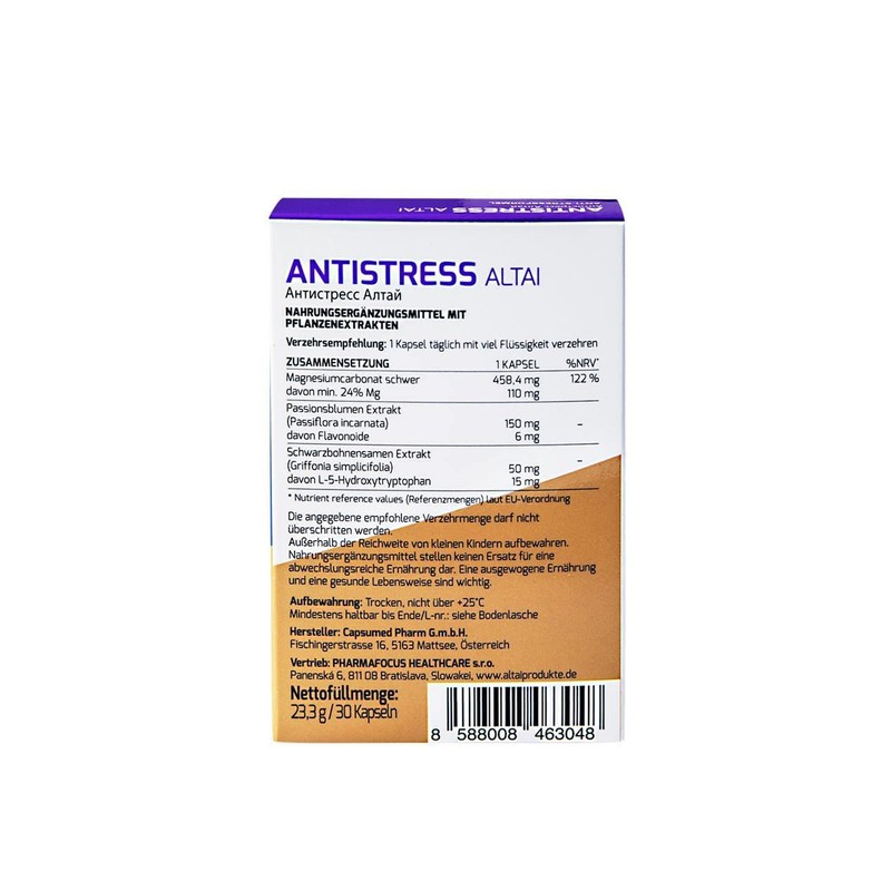 Altai - Antistress - 30 Capsules - Natural Dietary Supplement