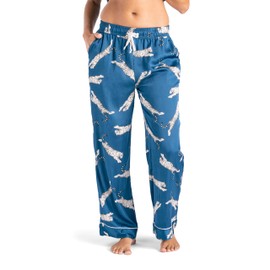 Hello Mello Beauty Sleep Satin Pajama Pants Lounge Pajama Bottoms for Women, Girls - Sleep Easy Tiger, Small/Medium