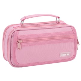 Vaschy Pencil Case, Large Capacity, Multi-functional, Two-story Pencil Case, Small and Middle School, High School Students, College Students, Adults, Boys, Girls, Simple, Stationery Bag, School
